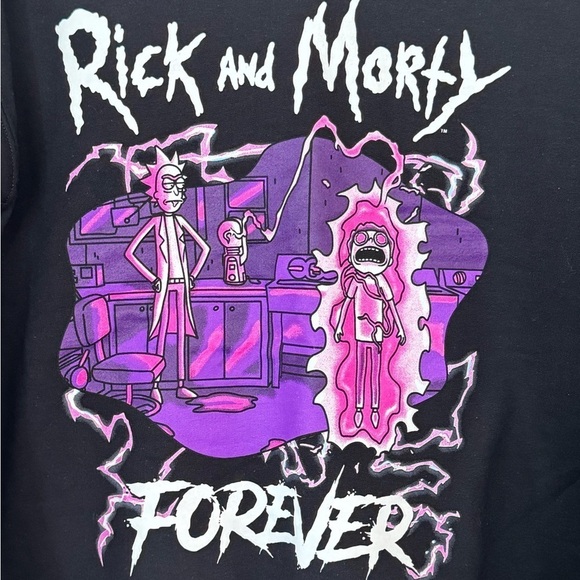 RICK & MORTY Forever Black Crewneck Sweatshirt Size S - Picture 3 of 4